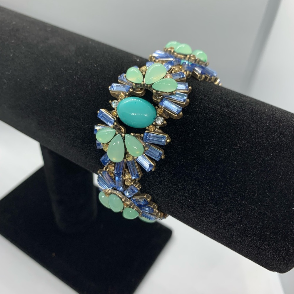 Dress up or down.  The color will pop on this beautiful stone bracelet.